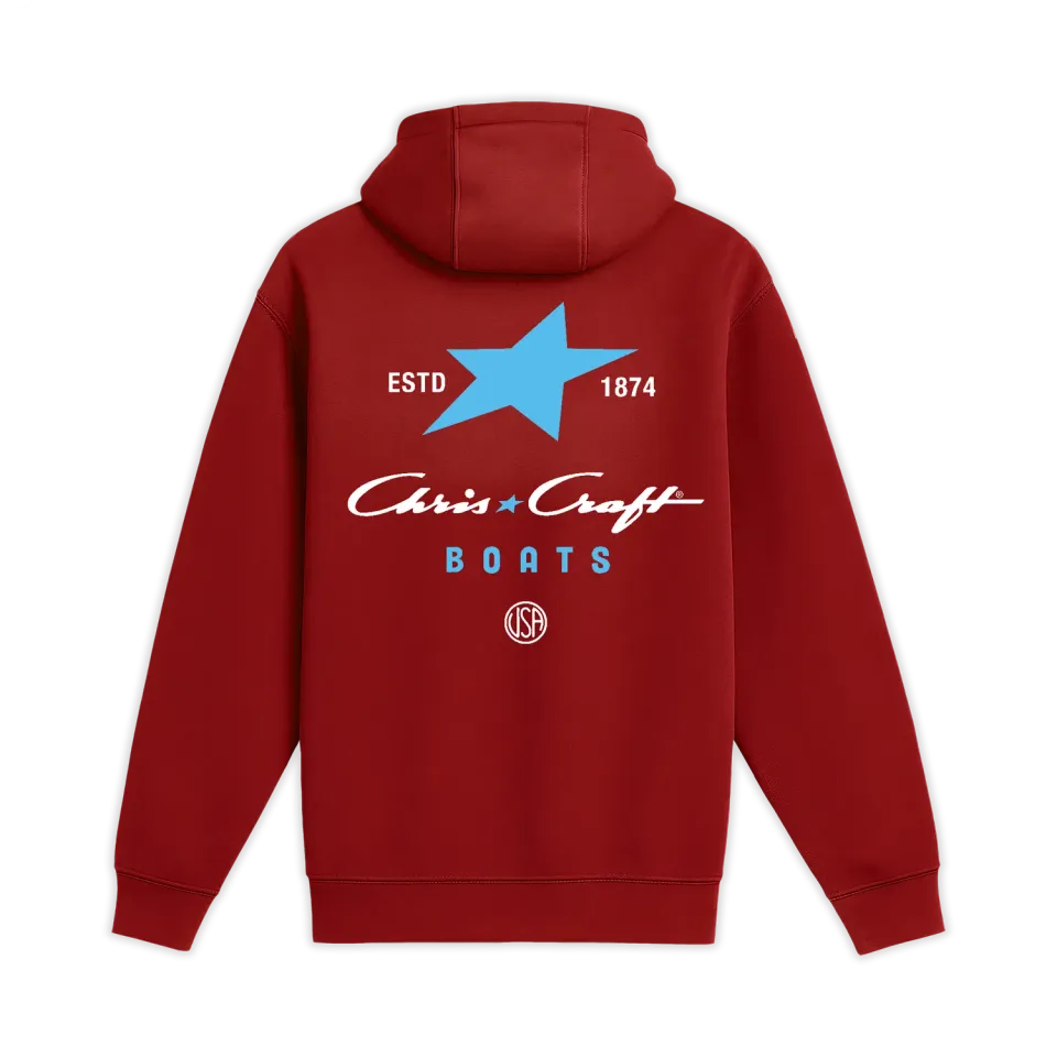 Chris Craft Star hoodie herre sort fleece