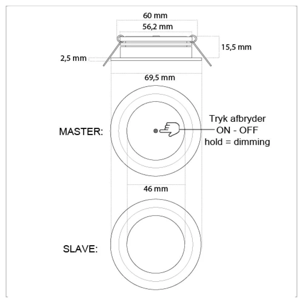 Casolux Malou Downlight controller receiver styring