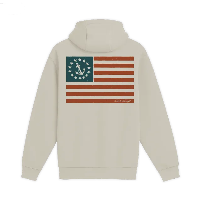 Chris Craft Old Glory hoodie herre sort fleece
