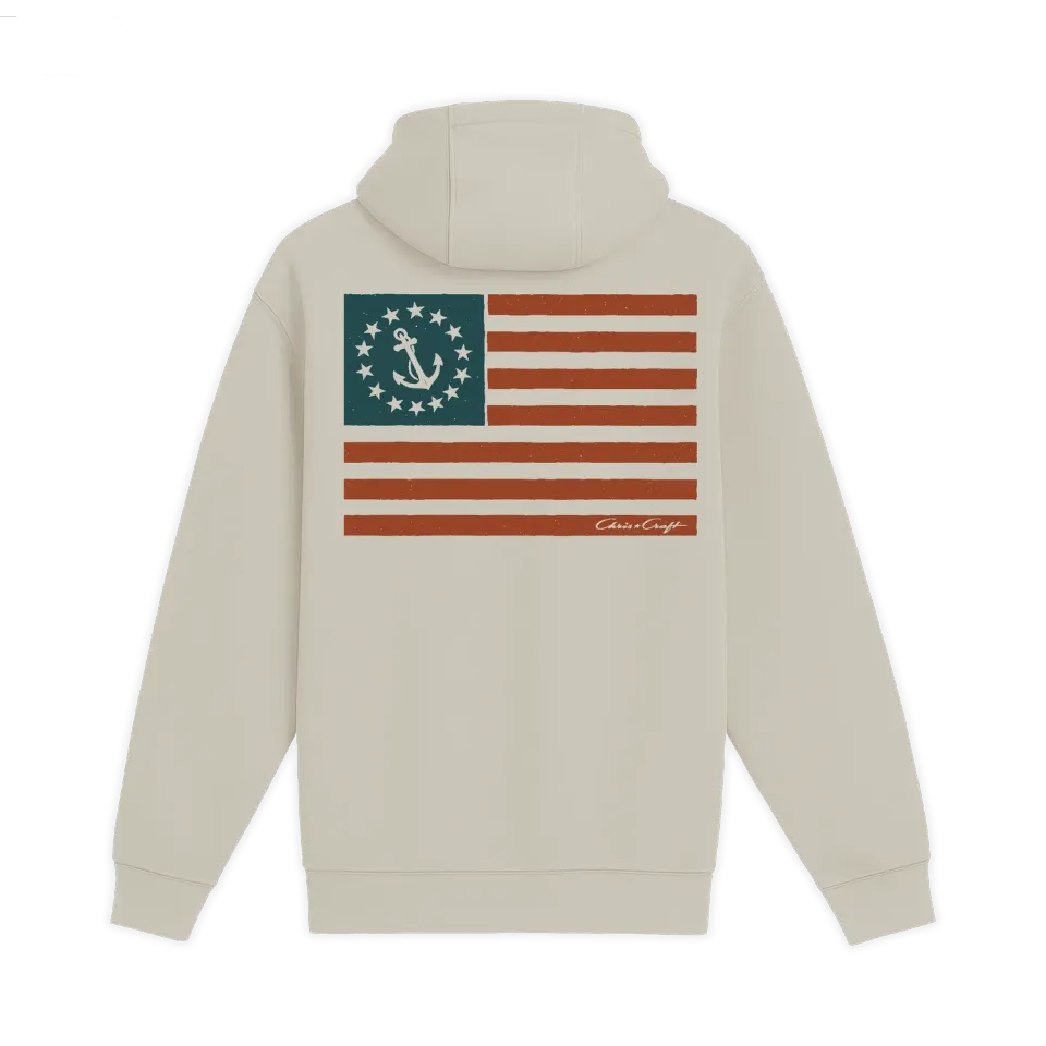 Chris Craft Old Glory hoodie herre sort fleece