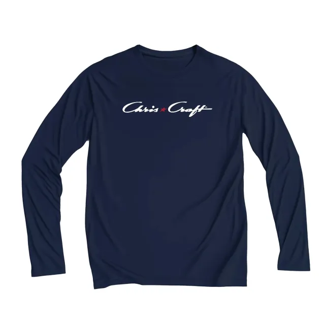 Chris Craft Logo langærmet UPF-trøje navy UPF35