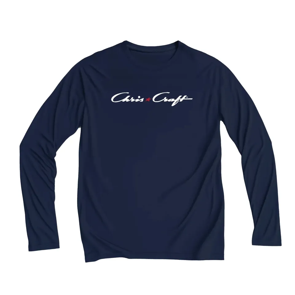 Chris Craft Logo langærmet UPF-trøje navy UPF35