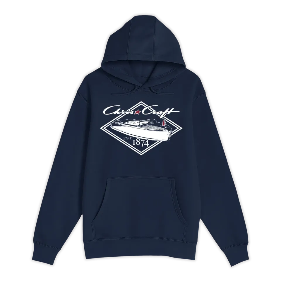 Chris Craft Cruiser hoodie navy klassisk bådmotiv