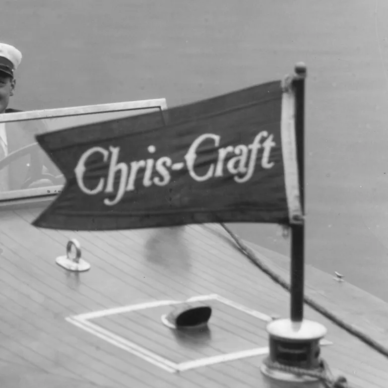 Chris Craft Vintage vimpel flag 16x10 nylon blå-rød