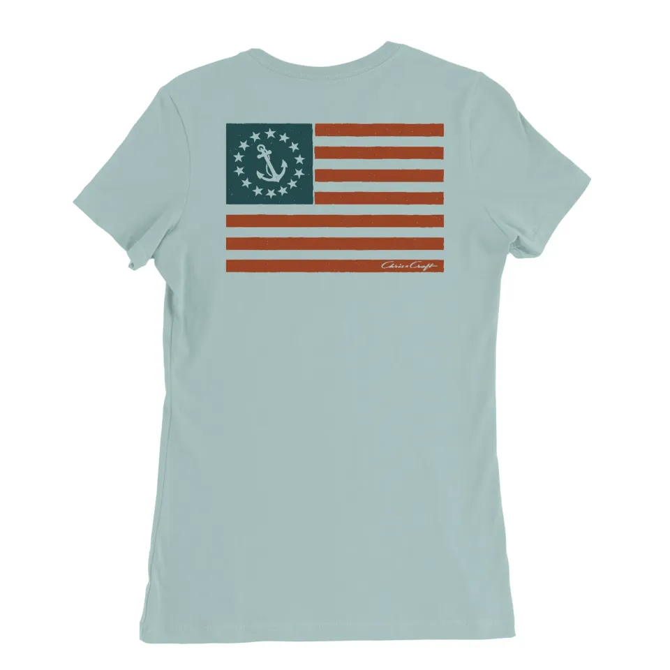 Chris Craft Old Glory T-shirt dame hvid bomuld