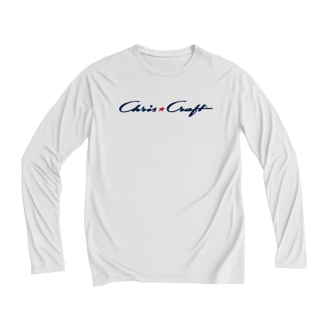 Chris Craft Logo White langærmet UPF T-shirt hvid