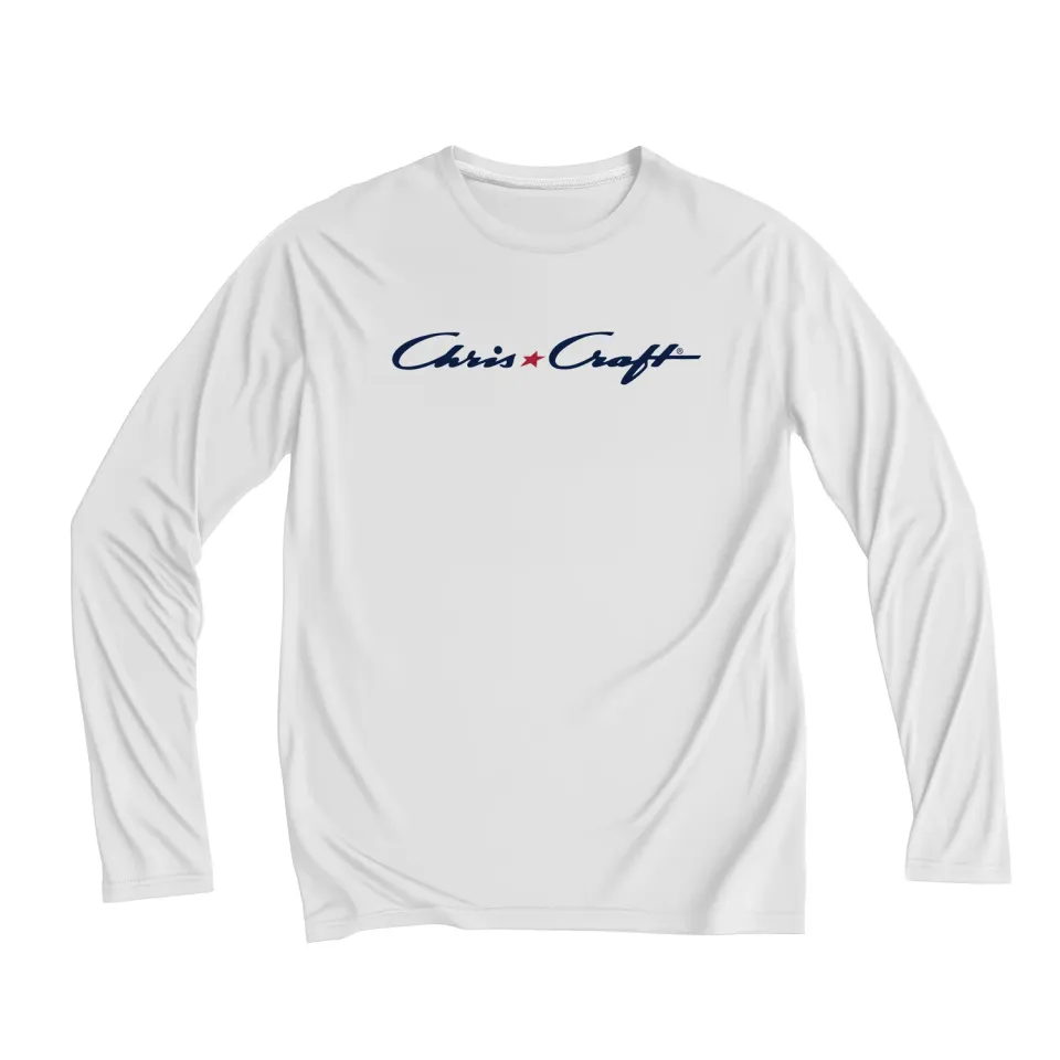 Chris Craft Logo White langærmet UPF T-shirt hvid