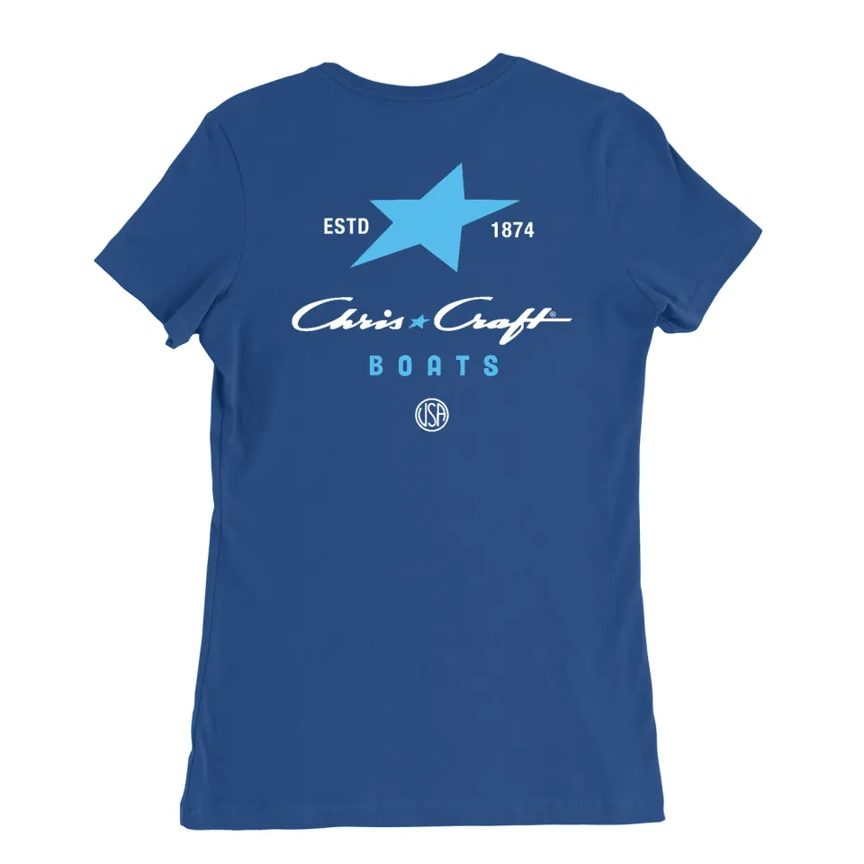 Chris Craft Star dame T-shirt royal bomuld med stjerne