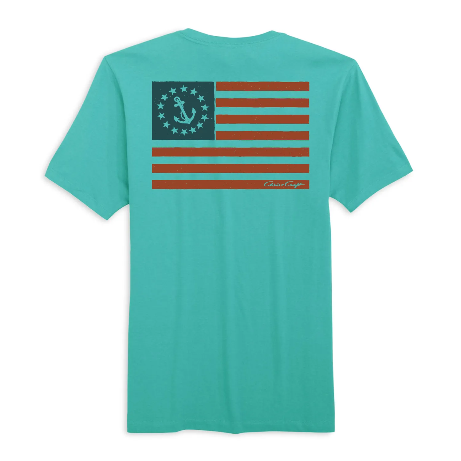 Chris Craft Old Glory herre T-shirt sort bomuld med anker
