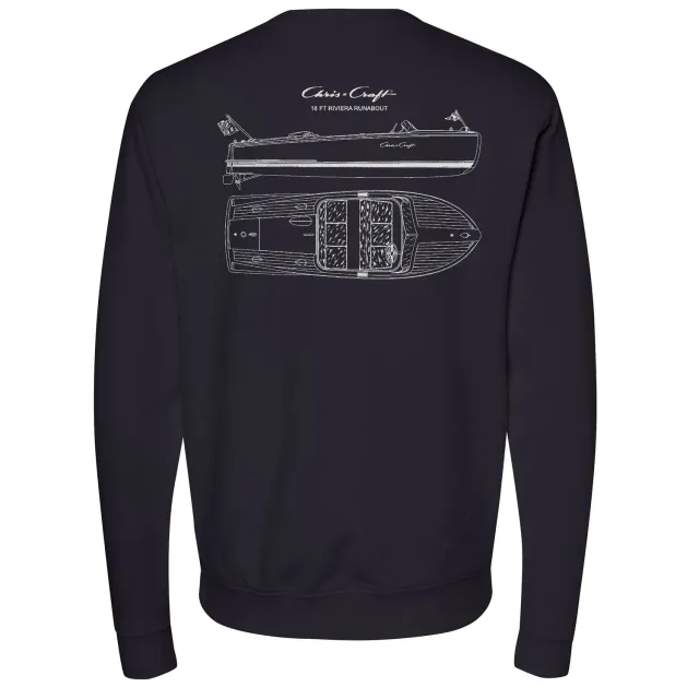Chris Craft Riviera herre sweatshirt sort fleece