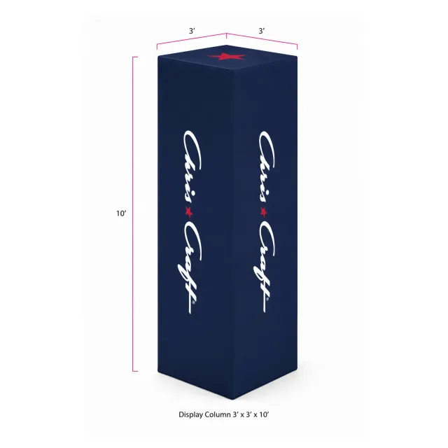 Chris Craft Wave Tube Display messeskilt 3x3x10 fod stof