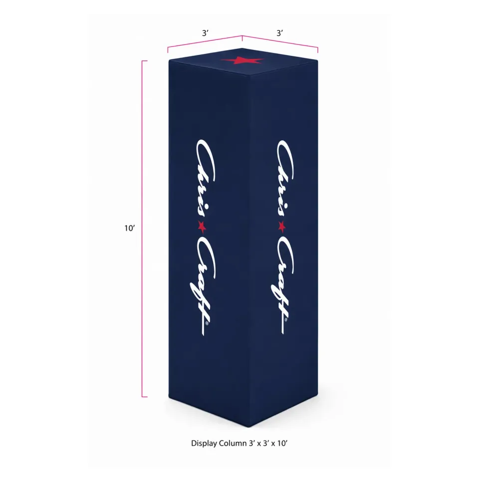 Chris Craft Wave Tube Display messeskilt 3x3x10 fod stof