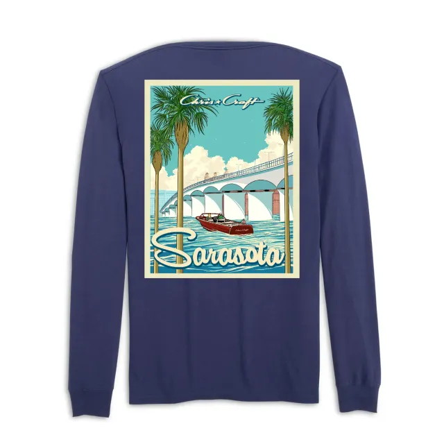 Chris Craft Sarasota langærmet T-shirt i bomuld