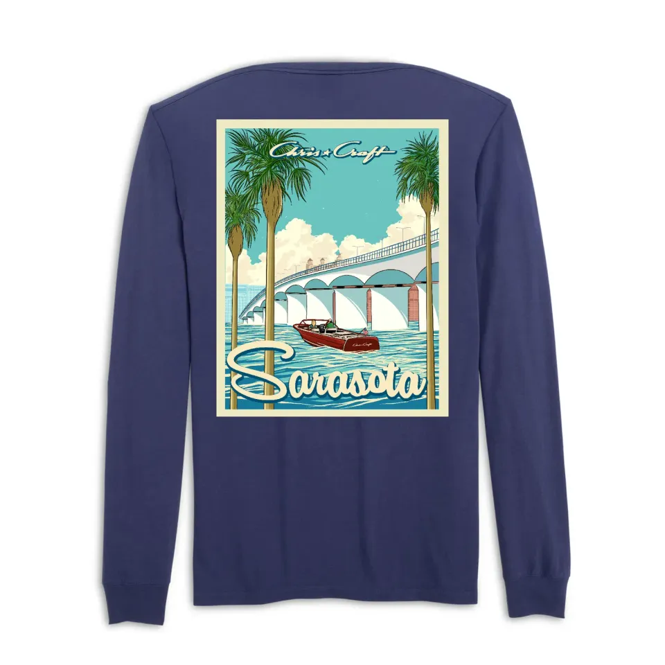 Chris Craft Sarasota langærmet T-shirt i bomuld
