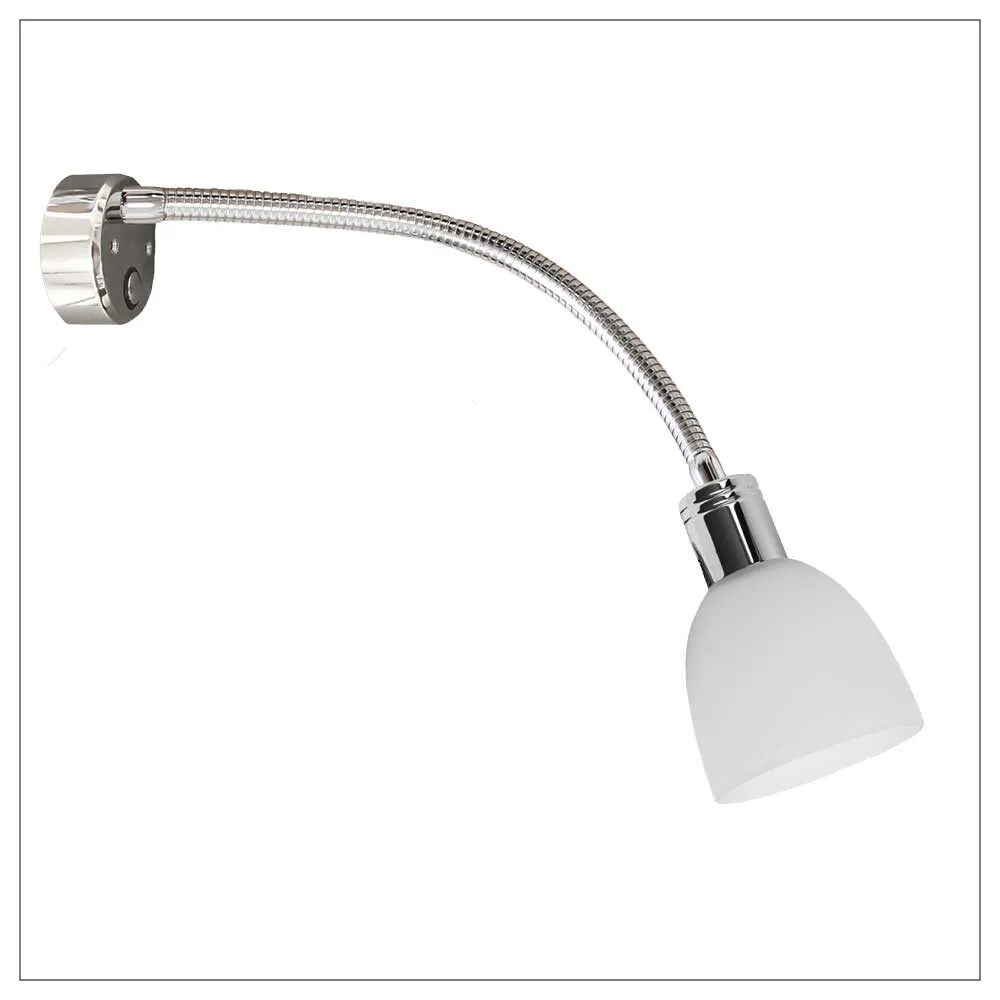 Casolux Martha Flexarm væglampe glas USB touch dæmpbar