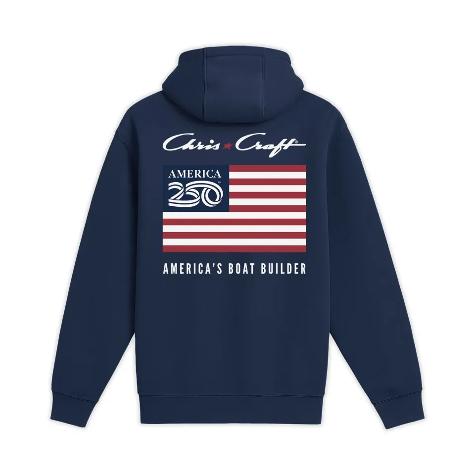 Chris-Craft America250 Flag hoodie navy – unisex bomuld