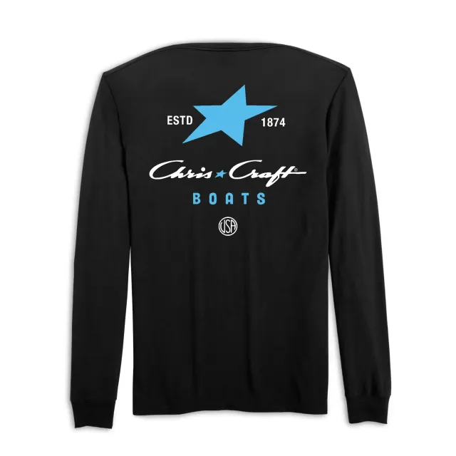 Chris Craft Star herre langærmet t-shirt sort bomuld