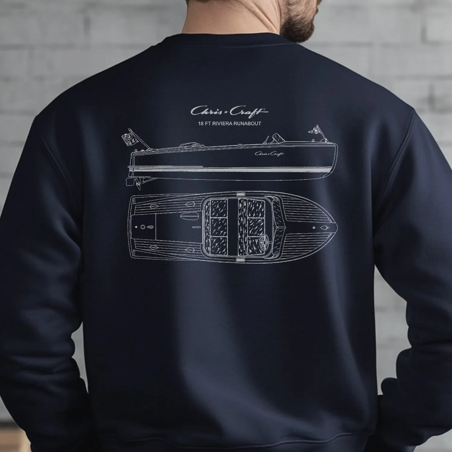 Chris Craft Riviera herre sweatshirt sort fleece