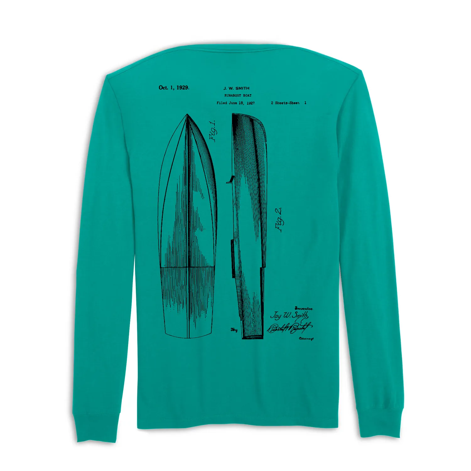 Chris Craft Blueprint langærmet t-shirt sort bomuld