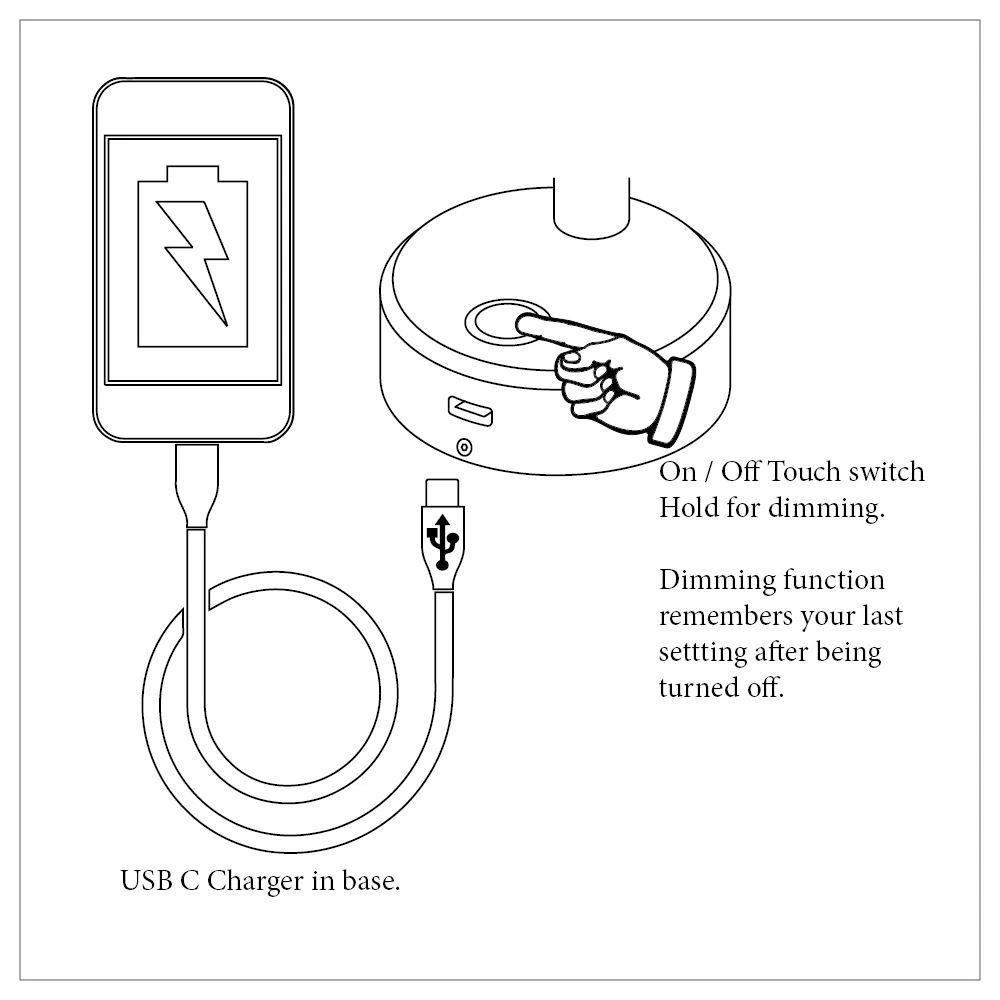 Casolux Martha Glass væglampe USB Touch Dim