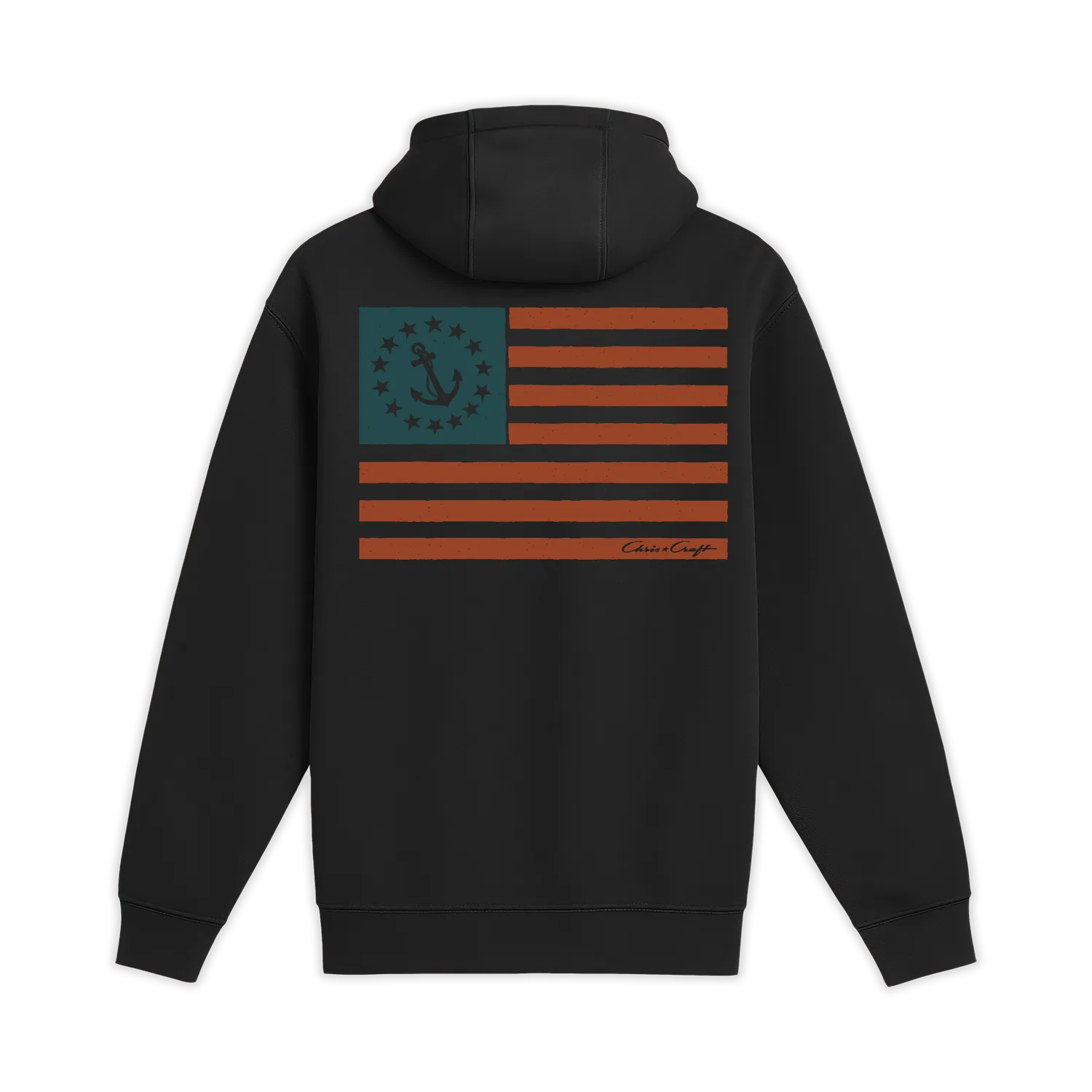 Chris Craft Old Glory hoodie herre sort fleece