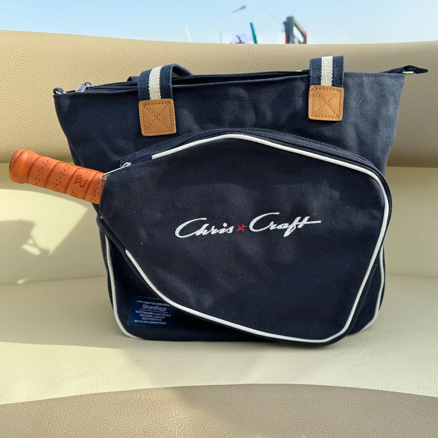 Chris Craft pickleball taske canvas ShoreBags stor